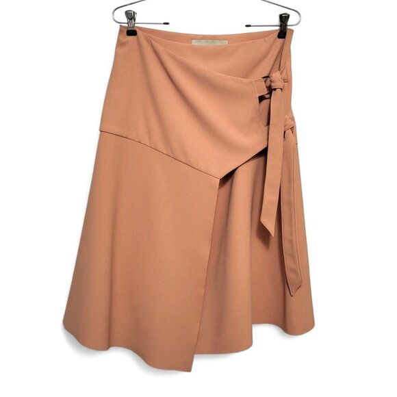 Cedric Charlier Asymmetrical Wrap Midi Skirt Peach Beige Designer Italy - Picture 15 of 15